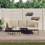 Tidyard 3-TLG. Gartensofa Gartenmöbel Set Garten-Sofagarnitur Garten-Lounge-Set mit Kissen Gartenlounge Sofa Rattansofa Terrassenmöbel Möbelsets Loungesofaset Sitzgarnitur Gartenset Beige Poly Rattan