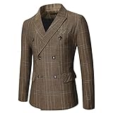 Xmiral Männlicher Herbst- und Winteranzug, zweireihig, kariert, mit Taschen, Langarm-Blazer Winter Herren Jacken Warm