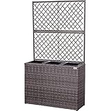 STILISTA® Blumentopf aus Polyrattan mit 2 Rankgittern und 3 herausnehmbaren Innentöpfen, in 4 unterschiedlichen Farben, grau