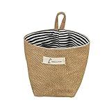 vikenner Jute Baumwolle Leinen Lagerung Organizer Taschen Streifen Dots Wäschekorb, Spielzeug Korb Faltbarer Wand aufhängen Tasche für Schlafzimmer Aufbewahrung Schrank – Yellow Dot, Baumwoll-Leinen,