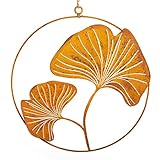 Logbuch-Verlag Türkranz Ginkgo Ginko Metall Rost Patina Kranz aus Metall 25 cm rund Deko Vintage