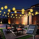 Joomer Solar Lichterkette Außen, 22m 100 LED Kristallkugel 8 Modi Wasserdicht Outdoor Warmweiß Beleuchtung für Garten, Balkon, Terrasse, Pavillon, Veranda Dekoration