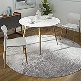 Surya Bangkok Teppich Schlafzimmer, Wohnzimmer, Esszimmer, Flur - Moderne Boho Teppich Geometrisches Muster - Weicher Skandinavisch Wohnzimmerteppich Grau, Weiß - Carpet 160cm Rund Teppich