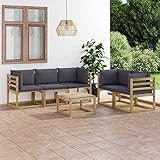 ZEYUAN 6-TLG. Garten-Lounge-Set mit Anthrazit Kissen, Gartenlounge, Balkon Möbel, Terrassenmöbel, Lounge Gartenmöbel Set, Loungemöbel Terrasse, Balkon Lounge,