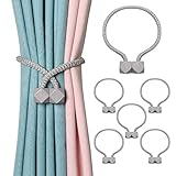 JEEZAO 6 Stück Magnetische Vorhang Raffhalter,Vorhanghalter Seil Schnallen Raffhalter für Home Büro Gardinen Deko (Grau)