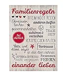 Bild Weisheit Familienregeln creme rot/schwarz Höhe 50 cm, Wandobjekt