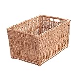 e-wicker24 Vollweidener Kaminkorb, Kaminkorb aus Weide, naturfarbiger Weidenkorb für Kaminholz, Kaminkorb mit Tragegriff, Spielzeugkasten