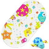 iSagax Badewannenmatte Kinder Badewanneneinlage Baby Bunt Antirutschmatte Badewanne Rutschmatte Badematte Saugnapf Karton Entwurf 39 x 69 cm (Fisch und Schildkröte)