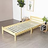 FetiNes Holzbett Einzelbett Kiefer Bettrahmen Massivholzbett Jugendbett Bettgestell mit Lattenrost, 90 x 190 cm, Naturholzfarbe