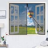 Moskitonetz für Fenster 55 x 105 cm, magnetisches Moskitonetz, magnetische Adsorption, reißfest, für Premium-Fenstertüren, schwarz