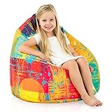 Italpouf Sitzsack L Kindersitzsack, Indoor, Sitzsack Sessel für Kinder, EPS Perlen Füllung, Abnehmbarer Bezug, Maschinenwaschbar, Kindersessel, Zertifiziert, Fresh