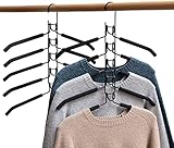 WMMADAY 2 Pack Kleiderbügel Platzsparende, Metall Kleiderbügel 5 in 1 Multilayer Eva Schwamm Anti-Rutsch für Erwachsene Jeans Shirts Hosen Mäntel (Schwarz,2-Pack)