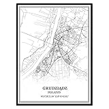TANOKCRS Truhe Polen Karte Wandkunst Leinwand drucken Poster Artwork ungerahmt moderne Schwarz-Weiß-Karte Souvenir Geschenk Home Decor 23x28cm