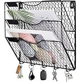 DOITOOL 3 Taschen Zeitschriften Wandhalter Schwarz, Metall zeitungsständer Wand Aktenhalter Organizer für Akten Zeitungen Zeitschriften mit Haken für Büro Zuhause (Schwarz)
