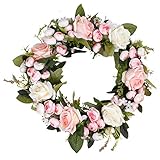 RENATUHOM Türkranz ModernTürkranz Sommer Ganzjährig Frühling außen 13inch Türkranz Hochzeit Blumenkranz deko türdeko haustür künstliche Blumenkranz für Hochzeit Geburtstag Kamin Wanddekoration