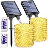 BESCOST Solar Lichterkette 15 m 150 LED Lichterkette 8 Modi wasserdicht LED-Solarleuchten im Außenbereich Dekoration für Weihnachten Party Hochzeit