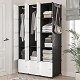 JOISCOPE DIY Regalsystem Kleiderschrank, Schrank Organizer kleiderschrank, Portable Garderobe für hängende, Raumersparnis kleiderschränke, für Wohnzimmer, Kinderzimmer, Schlafzimmer 15 Würfel