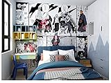 Torchic Tapeten Cartoon Anime NARUTO schwarz und weiß Farbe Schlafsaal Kinderzimmer Schlafzimmer Wohnzimmer Esszimmer Nachttisch Hintergrund Wand Comics-208 * 146(W*H)