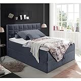 Lomadox Polsterbett 140x200 cm mit Bettkasten | Jugendbett in anthrazit mit Härtegrad H2