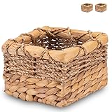 Decorasian Korb Aufbewahrung klein – Körbchen geflochten aus Wasserhyazinthe & Seegras - Bathroom Storage – Aufbewahrungskorb Bad - Set: 2 x XXS