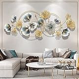 XLSRTDCY 3D Wanddeko Metall,Wandschmuck, Wanddeko, Wandverzierung, Dekoration Ginkgo für Wohnzimmer Hotel Hintergrund Wandverzierungen,122 * 52cm