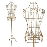 PrimoLiving Metall Schneiderpuppe höhenverstellbar P-12895 Gold - Deko Mannequin Büste im Vintage Antik-Look - Kleiderpuppe Schaufensterpuppe weiblich - als Dekobüste oder Kleiderständer zu verwenden