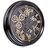 Wanduhr mit Zahnrädern, Nicht tickend, große Wanduhren für Wohnzimmer, Moderne Uhr, Wanduhr, geräuschlos, Retro-Stil, Grear-Metalluhr für Café, Bar, Küche, Wohnzimmer, Schlafzimmer, Dekor, Geschenk