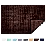 JARITTO Badematte rutschfest Badvorleger Mit Chenille Mikrofaser Badezimmerteppich Saugfähig Weich Maschinenwaschbar für Dusche Toilette 50 x 80 cm (Braun)