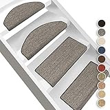 Floordirekt Sisal-Stufenmatten Pure Nature | Halbrund oder Eckig | Treppenmatten in 10 Farben | Stufenteppich aus natürlicher, robuster Sisalfaser (Eckig mit Lippe 65 x 23,5 cm, Grau)