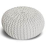 casamia Pouf Ø 55 o. 45 cm Sitzpouf Strickhocker Sitzpouf Bodenkissen nachhaltig Grobstrick Optik Größe ø 45 cm, Farbe weiß