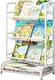 CENAP Kinder-Bücherregal aus Stahl, fest, Nicht leicht zu schütteln, Design des unteren Rahmens, Kinderzimmermöbel, Bücherregal, Ausstellungs- und Aufbewahrungsregal, weiß, 60 x 30 x 104 cm
