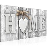 Runa Art Wandbild Home Holzoptik 1 Teilig Modern Bild auf Vlies Leinwand Wohnzimmer Flur Landhausstil Schwarz Weiss 503312c