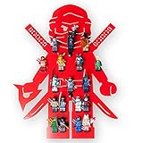 moin minis Kinderzimmerregal für 18 Minifiguren kompatibel mit Ninja Figuren Klemmbausteinen, Aufbewahrungsregal Schaukasten Regal Wandregal Ordnungssystem Sammelvitrine