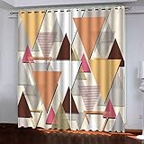 Abdunkelnde Vorhänge Kinderzimmer Mit Ösen Nordisches Geometrisches Dreieck 140X160Cm 2Er Set Vorhang Blickdicht Fenster Gardinen Wohnzimmer Modern Thermovorhang Hitzeschutz Verdunklungsvorhänge