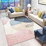 teppich wohnzimmer kurzflor spielmatte wohnzimmer rechteckiger teppich rosa blauer teppich schlafzimmer teppich flickenteppich waschbar teppich kinderzimmer mädchen 200X250CM 6ft 6.7'X8ft 2.4'