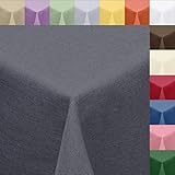 Textil Tischdecke Leinen-Optik 160x220cm oval mit Fleck-Schutz grau *abwaschbar* Farbe wählbar