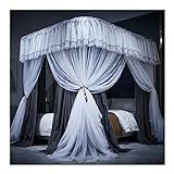 Bed Canopy Moskitonetz for Twin Queen King, Double Layer Dustproof Blackout Luxury Bed Curtain with Bracket (Color : Grey, Size : 180X220cm/71X87inch)