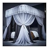 Bed Canopy Moskitonetz for Twin Queen King, Double Layer Dustproof Blackout Luxury Bed Curtain with Bracket (Color : Grey, Size : 180X220cm/71X87inch)