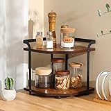 Safona 2-Stöckiges Gewürzregal aus Holz, Stehend Gewürzständer, Desktop Eckregal, Holz Regal ständer Aufbewahrungsorganisator, Multifunktionales Regal für Küche, Wohnzimmer, Büro, 30 x 30 x 32 cm