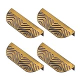 Mewutal Schubladenknöpfe in Blattform, Zinklegierung, unsichtbarer Schrankgriff, versteckte Schubladenknöpfe für Schrank, Kleiderschrank, Kommode, mit Schrauben (Gold, 64 mm Lochmitte)