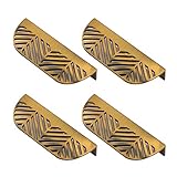 Mewutal Schubladenknöpfe in Blattform, Zinklegierung, unsichtbarer Schrankgriff, versteckte Schubladenknöpfe für Schrank, Kleiderschrank, Kommode, mit Schrauben (Gold, 64 mm Lochmitte)