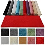 Floordirekt Badematte Carousel 80 x 150 cm, Rot - Weicher & dichter Hochflor - Badezimmerteppich - Extra flauschig - Rutschsichere Rückseite