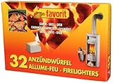 Favorit 1250 Anzündewürfel für Grill, Kamin und Ofen; Weiße Anzünder auf Kerosinbasis, besonders brennstark und einfach zu verwenden; in praktischer Vorratsgröße: 32 Stück