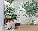 Fototapete 3D Effekt Tapete Bananenblatt Dschungelblatt 3D Tapeten Wanddeko Wandbilder Wohnzimmer Schlafzimmer