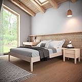 Hansales Holzbett 180x200 cm Lauli Scandi Style mit Rollrost aus unbehandeltem hartem FSC® Birken Vollholz - über 700 kg - Doppelbett Bettgestell -  ohne Kopfteil - Kinderbett Jugendbett Gästebett