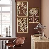 Cakunmik 3pcs Metall Line Kunst Wanddekoration Gold Wand Hanging Dekor mit Rahmen Frauen abstrakte Linie Kunst Wanddekor für häusliche Schlafzimmer Wohnzimmer Büro Hotel Hotel