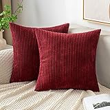 EMEMA Kissenbezug Kordsamt Zierkissenbezug Dekokissen Sofakissen 40x40 cm Kord Kissenhülle Dekorative Weiche Zierkissenbezüge Kissen für Sofa Sessel Zuhause Schlafzimmer WeinRot