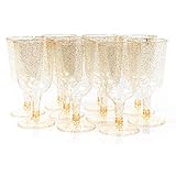 MATANA 50 Weingläser aus Plastik mit Goldglitter für Hochzeiten, Geburtstage, Weihnachten & Partys, 170ml - Elegant, Mehrweg & Stabil