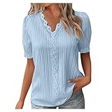 Spitzen-Tops, blaues Oberteil für Damen, Größe 40, Damen-Sommer-Top, Größe 44, weiße Blusen, Tunika, Tops für Leggings, weißes T, 01-Sky Blue, 50