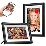 BFUNCO Digitaler Bilderrahmen WLAN - Geschenke für Mama Oma - 10,1 Zoll Holz Elektronischer Bilderrahmen mit Bewegungssensor - 16GB Speicher - Fotos über APP Frameo Teilen